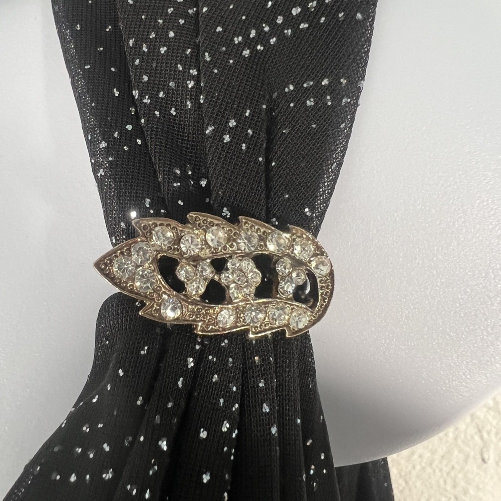 R&M Richards Black Glitter Formal Evening Dress Womens 8 Beaded Maxi Gown - Picture 4 of 15